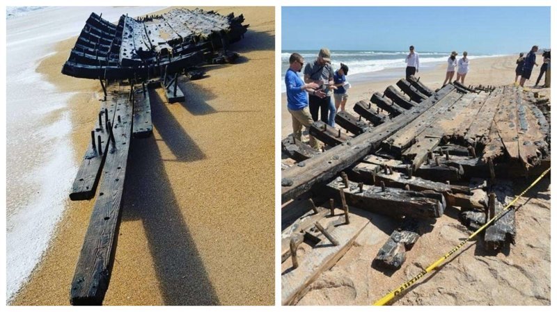 На пляж во Флориде вынесло обломки старинного корабля