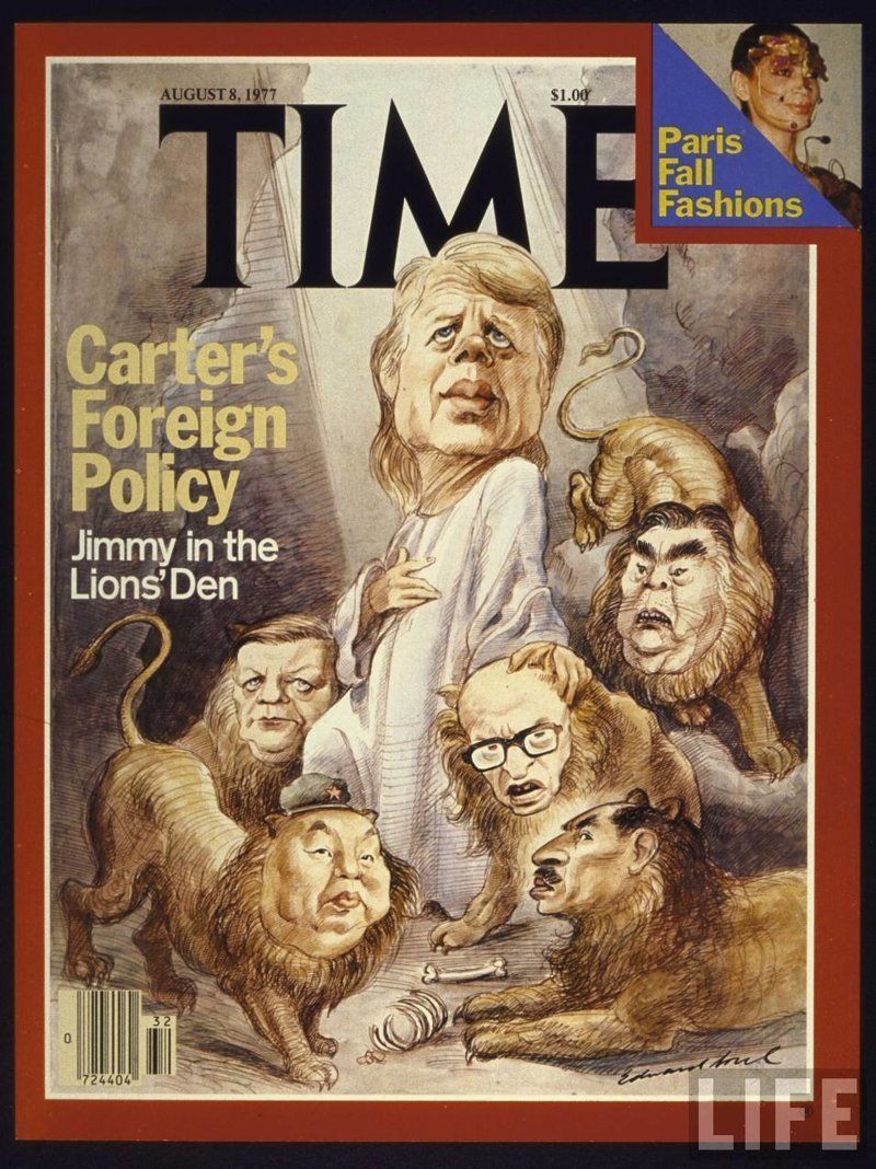 1977 год - Джимми Картер и его львы, среди которых и товарищ Брежнев