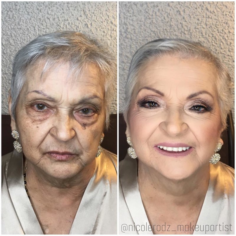 Косметика после 60. Макияж для пожилых. Возрастной макияж. Макияж для женщины в возрасте. Макияж для пожилых до и после.