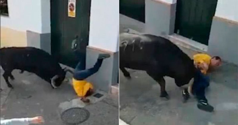 Разъяренный бык забодал участника ежегодного бега с быками в Испании
