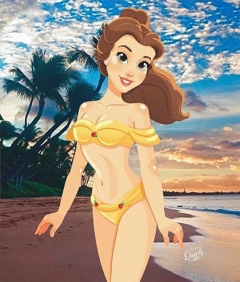 Вот как по мнению Дарьи выглядели бы очаровательные героини мультфильмов на пляже:
