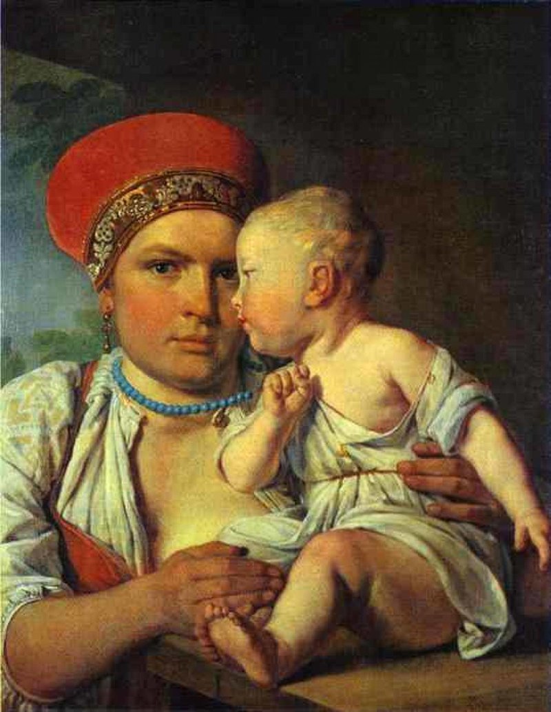 Венецианов Алексей Гаврилович «Кормилица с ребенком»