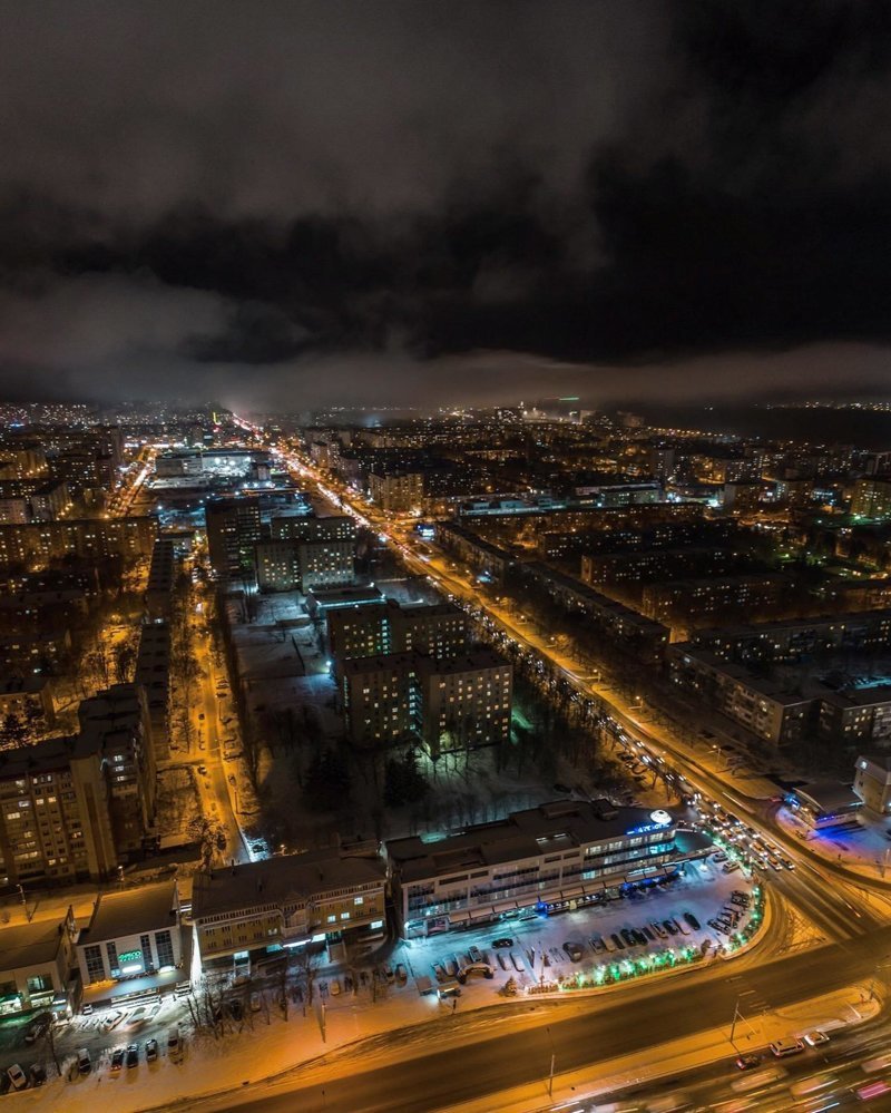 Ночной Ставрополь с высоты птичьего полёта