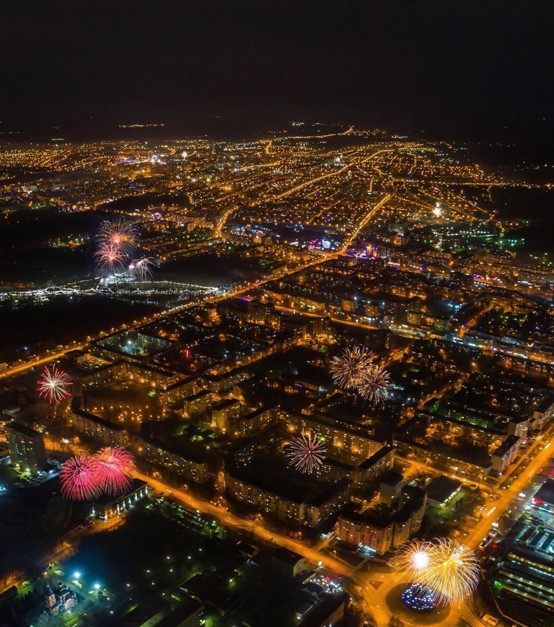 Ночной Ставрополь с высоты птичьего полёта