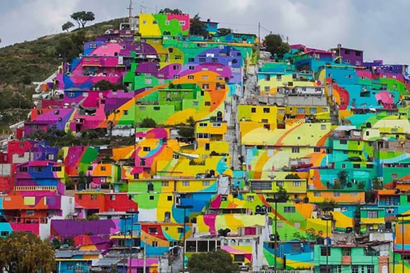 Трущобы в Мексике интересное, искусство, мир, путешествия, разукрашенные, улицы, художество