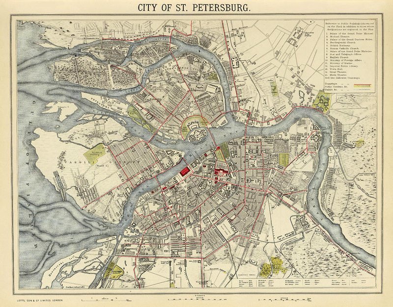 Карта Санкт-Петербурга, 1883 г.