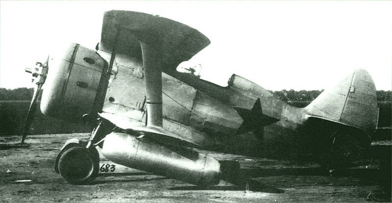 Самолет И-153 с ПВРД.  Время съемки: 1940.