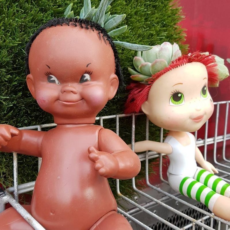 Напугай соседей - посади растения в голове куклы-младенца