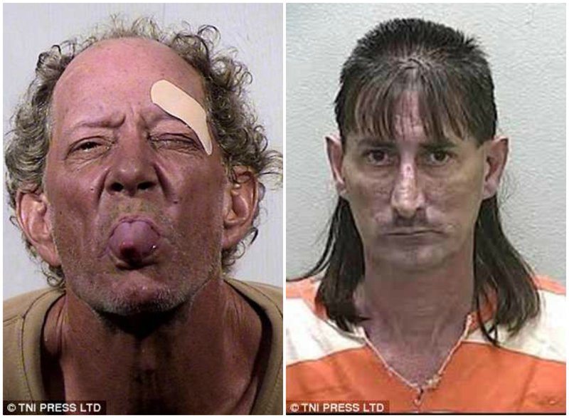 Мужчина слева был арестован в Аризоне за неуплату штрафов. Данные о преступнике с оригинальной стрижкой справа неизвестны.