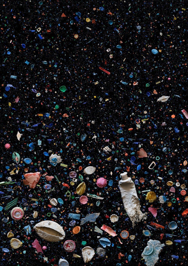 Океанический мусор после попыток морских животных разжевать его  