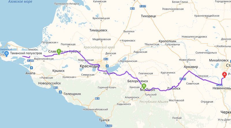 Маршрут со стороны Ставрополя © Скриншот с сервиса «Яндекс.Карты»