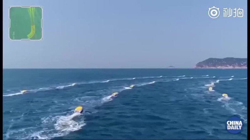 Испытания флотилии из 56 малоразмерных беспилотных надводных аппаратов в Южно-Китайском море