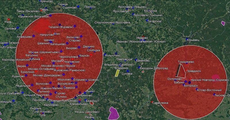 Карта аэродромов россии малой авиации