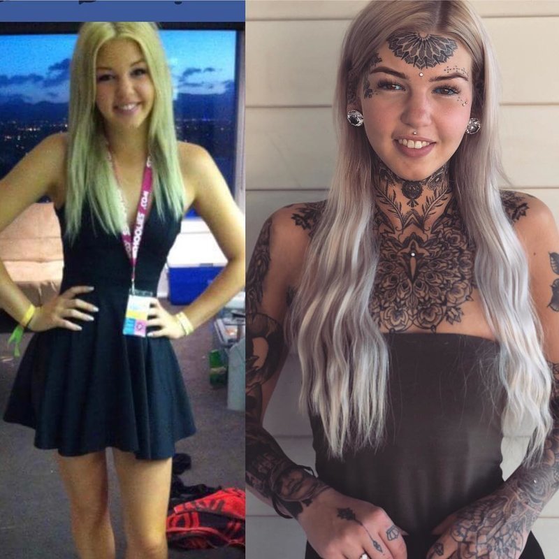 Австралийка в 23 года превратила себя в голубоглазого дракона