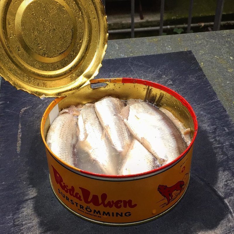 17. Surströmming, Швеция. Рыба, которая подвергалась разложению на протяжении полугода. Соли в ней ровно столько, чтобы не начала гнить. Говорят, что запах... специфичен