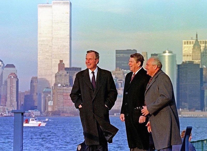 Буш, Рейган и Горбачев в Нью-Йорке