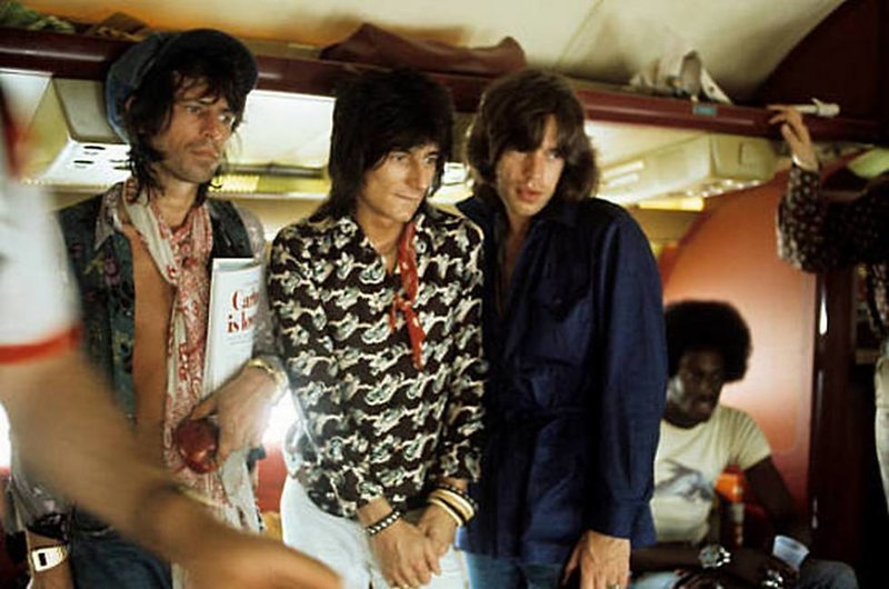 The Rolling Stones на частном самолете в Канзас-Сити, 1975 год