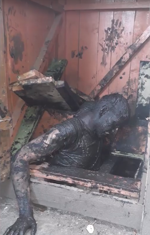 В Ростовской области курокрад решил спрятаться в туалете и провалился: видео