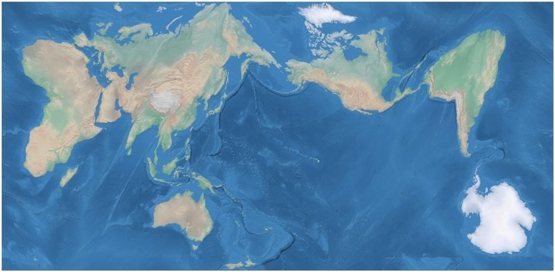 7. Вот как выглядела бы обыкновенная карта без искажения размеров материков и островов. Как будто бы мир немного расплавился
