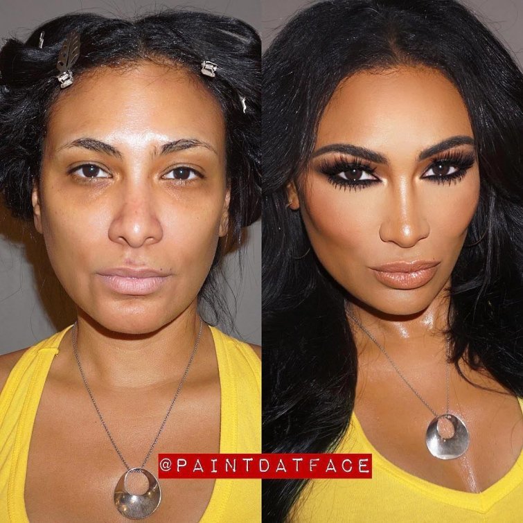 Девушки до и после нанесения макияжа thumbnail