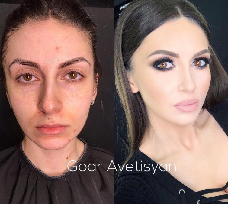 Женщины до и после макияжа thumbnail