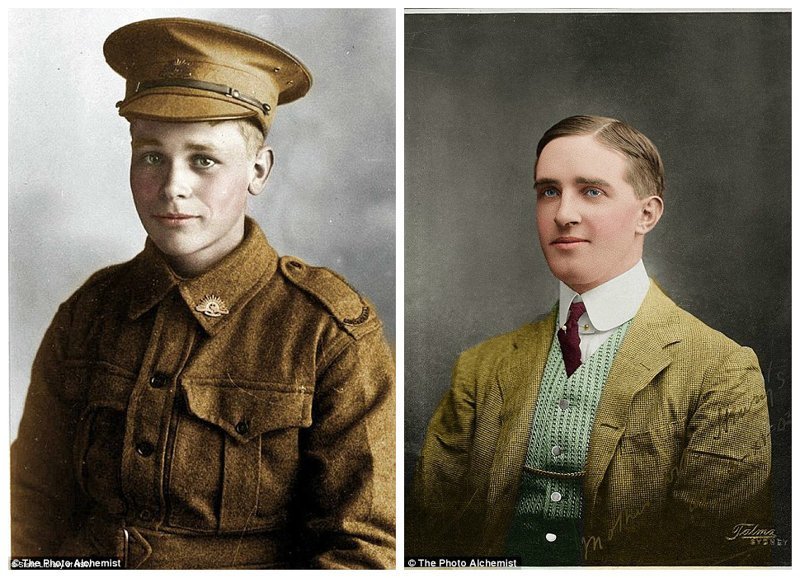 Слева - рядовой Уильям Хью Гилмор (19 лет), вернулся в Сидней в 1919 году после службы в 25-м батальоне. Справа - Генри Хилл Осборн, Сидней, 1903 г.