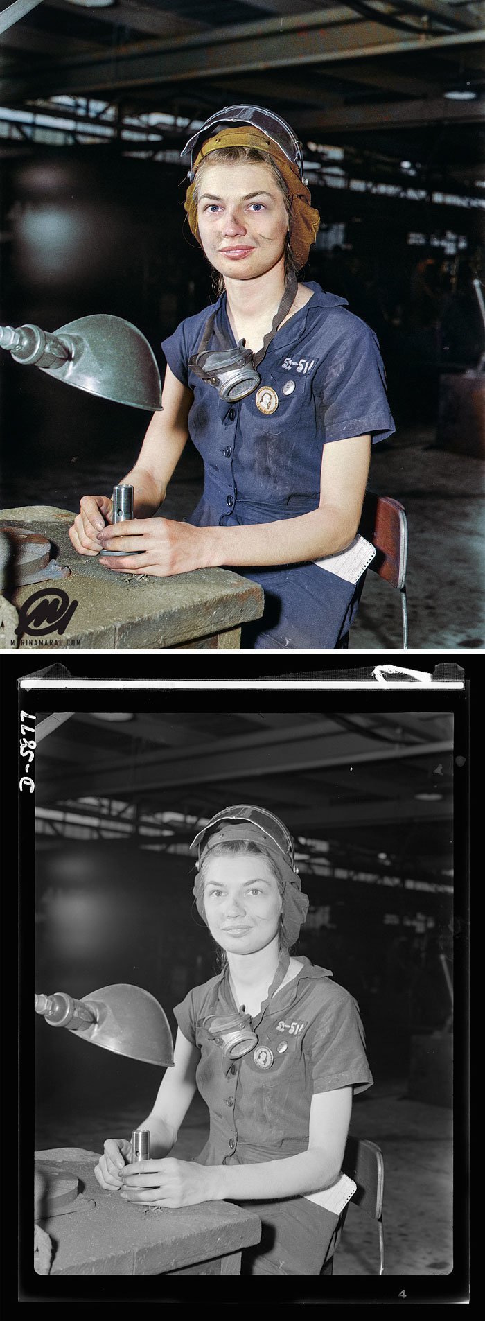 21-летняя Юнис Хэнкок на авиазаводе во время Второй мировой войны, август 1942 года