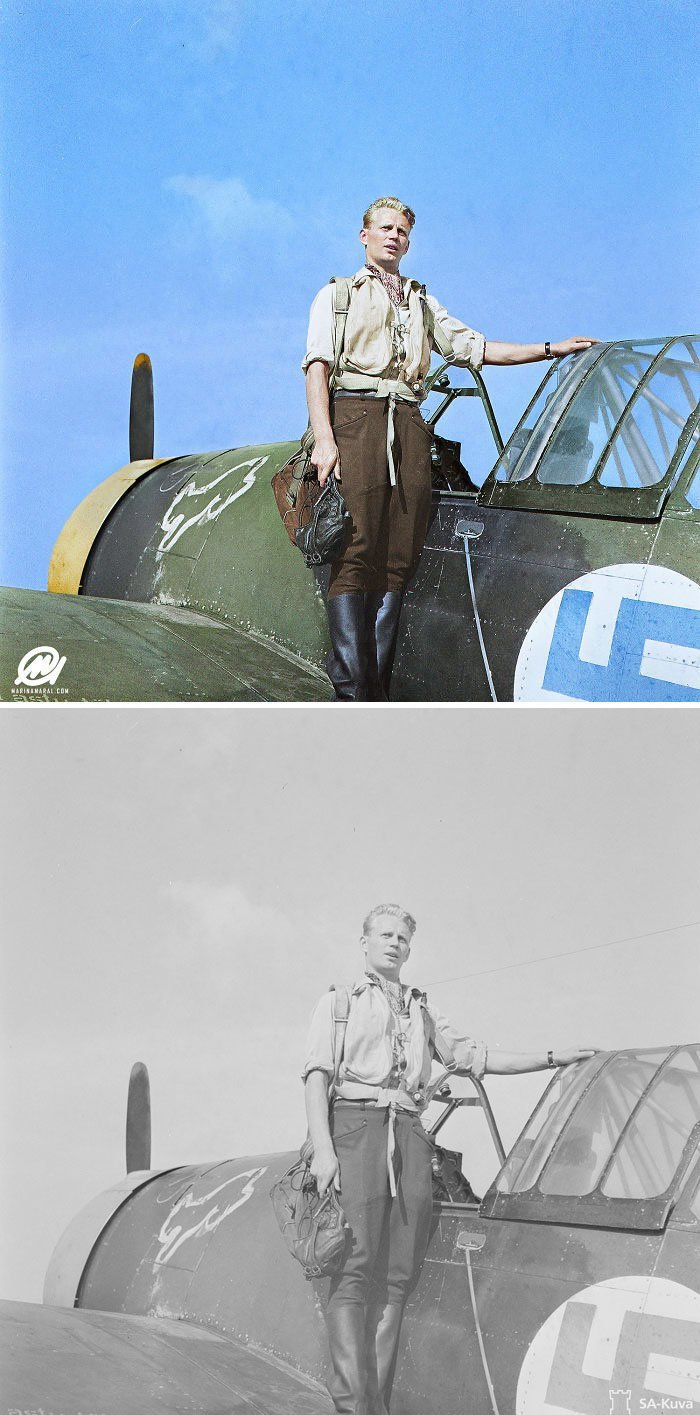 Истребитель Брюстер B-239 "Буффало" и его пилот Ханс Винд, Финляндия, 1943 год
