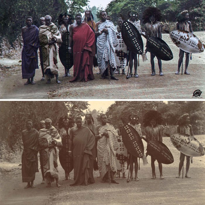 Воины Ангони на праздновании коронации короля Георга V, Зомба, 1911