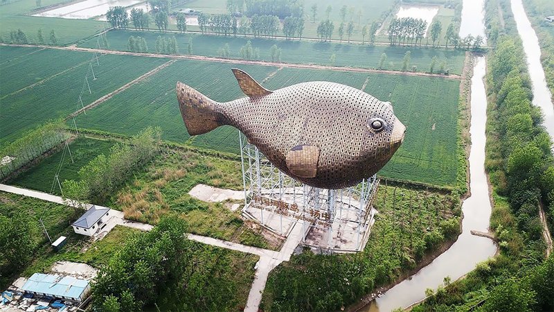 Китайская башня-рыба: вид с воздуха