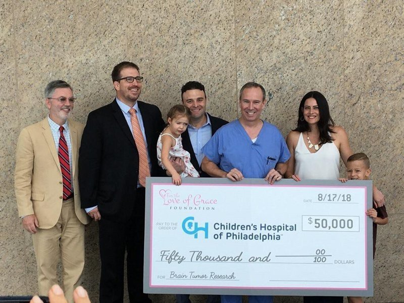 Родители исцеленной девочки пожертвовали 50000 долларов Детской больнице Филадельфии от их фонда For the Love of Grace