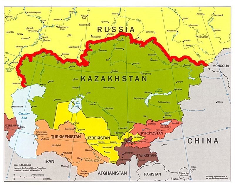 2. Россию и Казахстан связывает самая длинная сухопутная граница в мире 7,6 тыс км