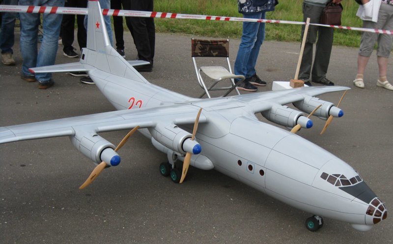 А 3-х метровую модель-копию  легендарного  транспортного самолета Ан-12 построил  Вячеслав Верин.