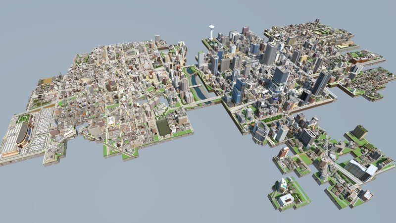 Японский геймер создаёт в Minecraft города, похожие на фотографии