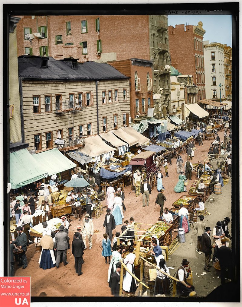 18. Еврейский рынок в Ист-Сайде (Нью-Йорк, 1895 г.)