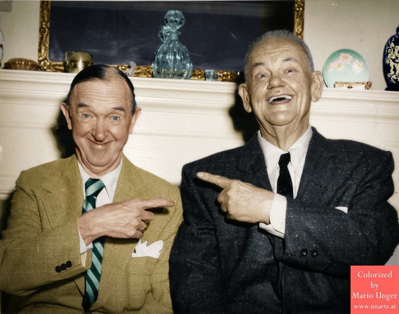 45. Последняя фотография Оливера Харди (справа), 1957 г.