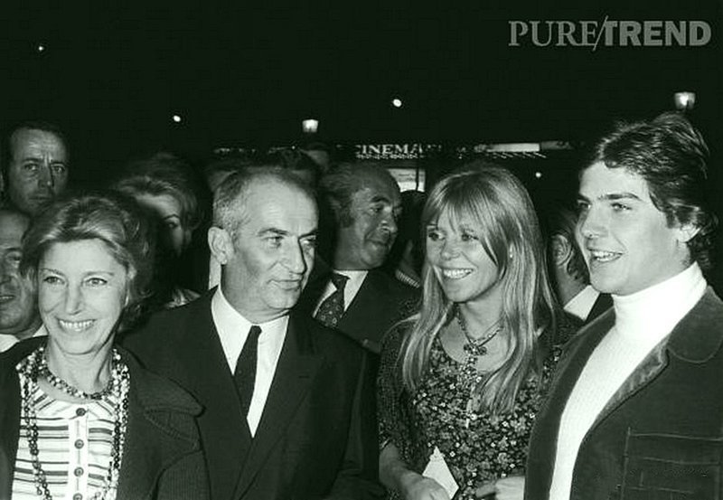 Луи де Фюнес, его жена Жанна и их сын Оливье на премьере фильма «Человек-Оркестр» в 1970 году.