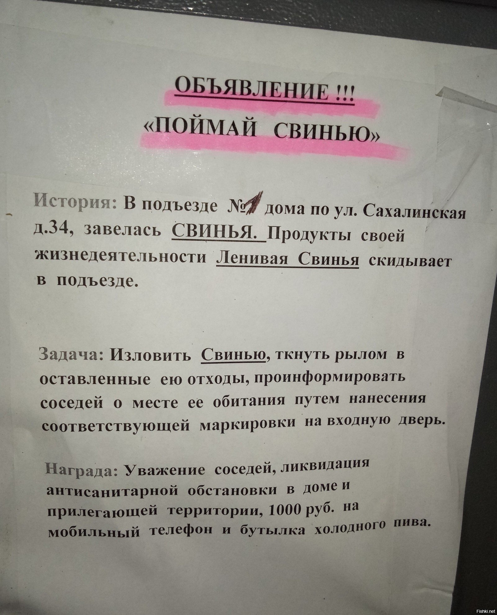 объявление в подъезде фото