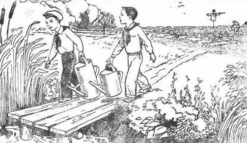 5. Мальчики пошли с лейками за водой для поливки огорода. Какой из них принесёт больше воды?