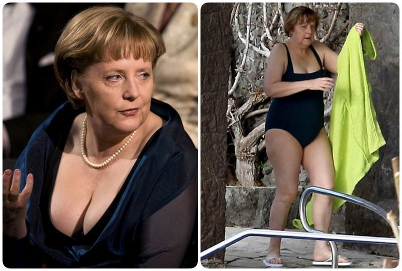 3. Ангелу Меркель вообще сложно представить, посещающей общественный пляж, но папарацци все же удалось сделать ее снимок в купальнике