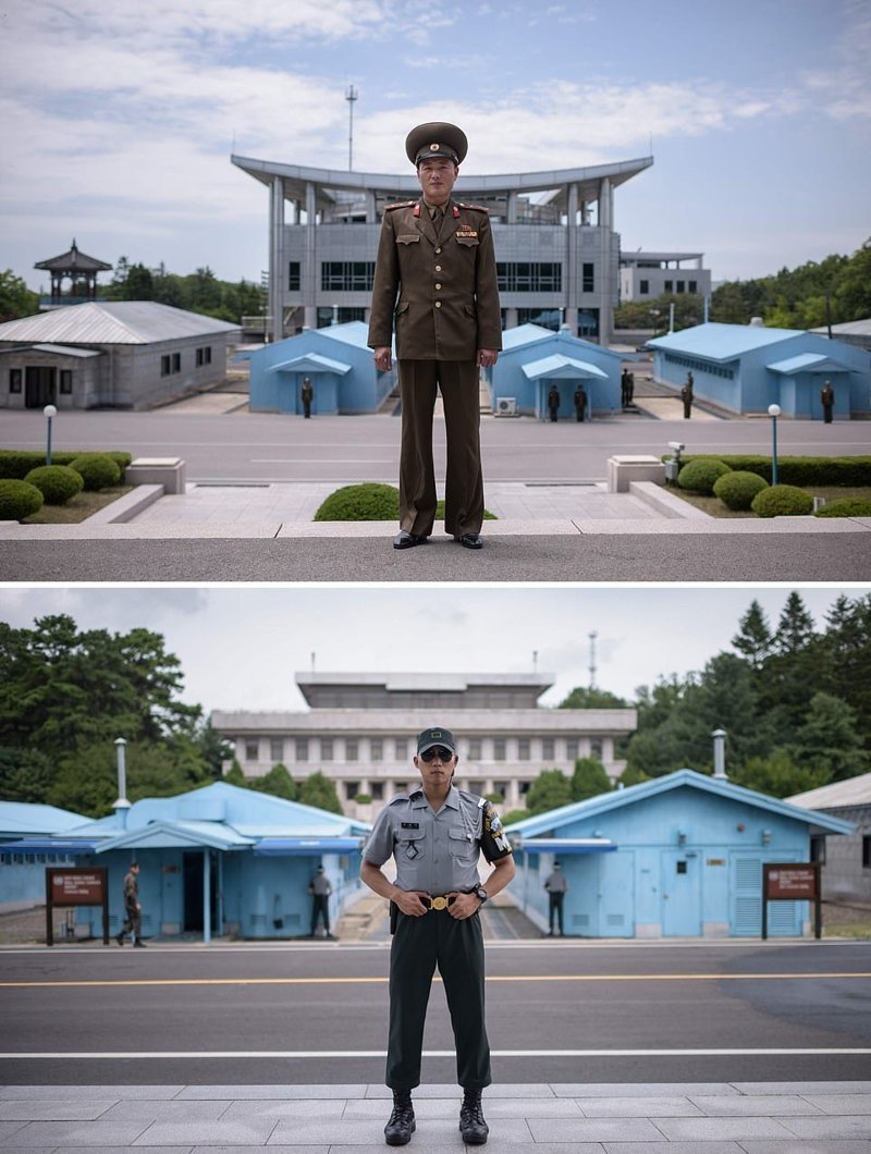 Вверху — лейтенант Корейской народной армии, Северная Корея, внизу — капрал Вооруженных сил Республики Корея, Южная Корея