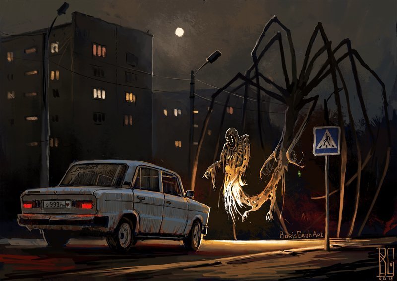 Мрачные и загадочные существа на тёмных российских улицах