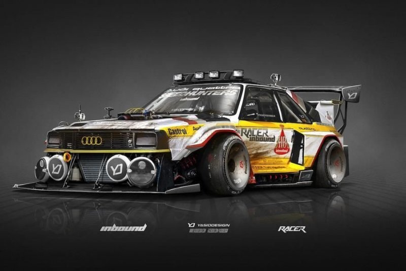 …что и без того пышущей агрессией раллийной Audi quattro культовой Group B из славных страниц истории WRC.