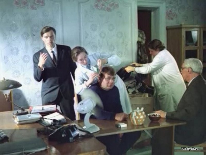 На съёмках фильма Джентльмены удачи, 1971 год 