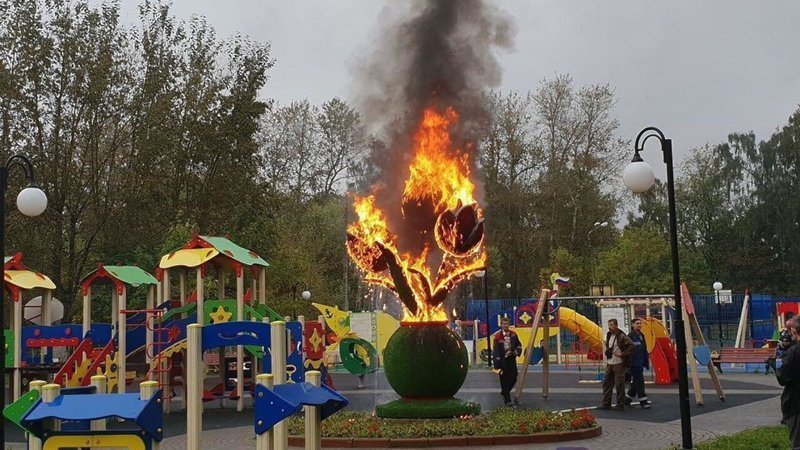 Юный пироман сжег скульптуру на детской площадке в Подмосковье