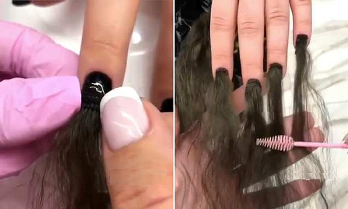 Наращивание ногтей волосами