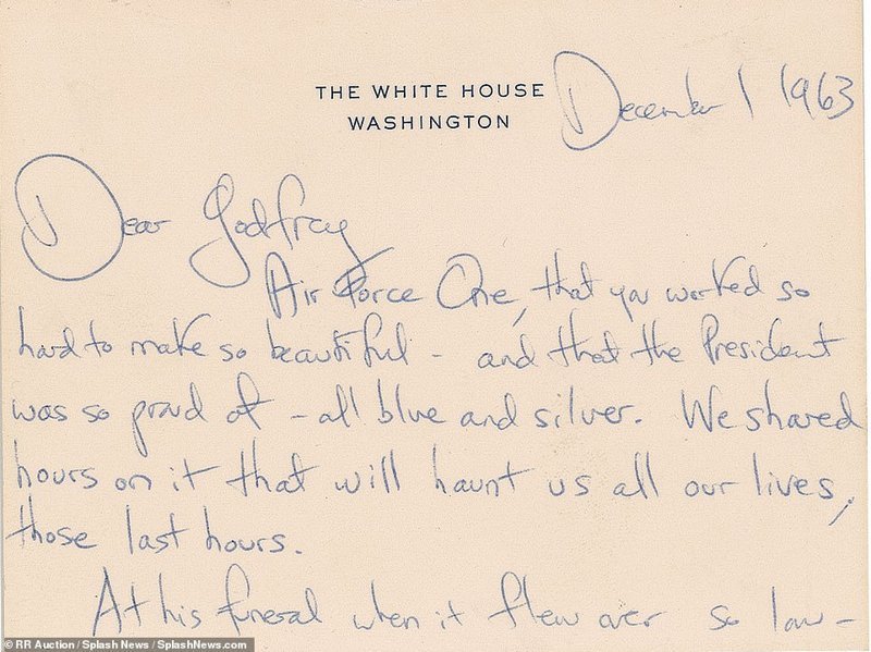 Письмо, написанное рукой Джеки Кеннеди