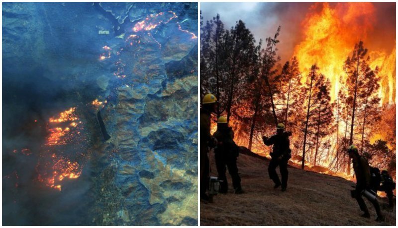 Разрушительные лесные пожары в Калифорнии - снимки из космоса