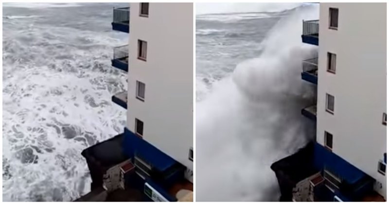 Купаться можно прямо в номере: разрушительные волны накрывают балконы испанского отеля