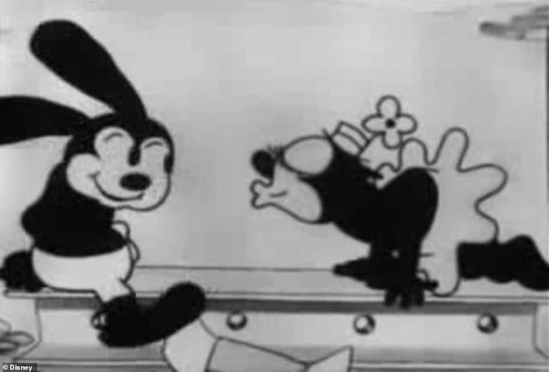 Эскиз показывает оригинальную работу, использованную для создания одного из первых фильмов про Освальда Счастливого Кролика для Диснея